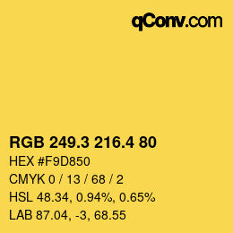 カラーコード: RGB 249.3 216.4 80 | qconv.com