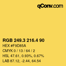 カラーコード: RGB 249.3 216.4 90 | qconv.com