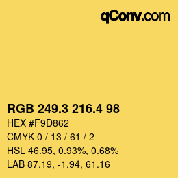 カラーコード: RGB 249.3 216.4 98 | qconv.com