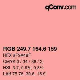 カラーコード: RGB 249.7 164.6 159 | qconv.com