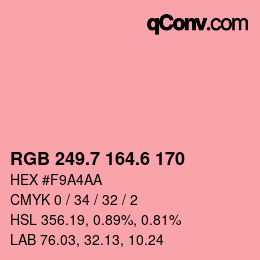 カラーコード: RGB 249.7 164.6 170 | qconv.com