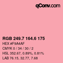カラーコード: RGB 249.7 164.6 175 | qconv.com
