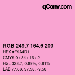 カラーコード: RGB 249.7 164.6 209 | qconv.com
