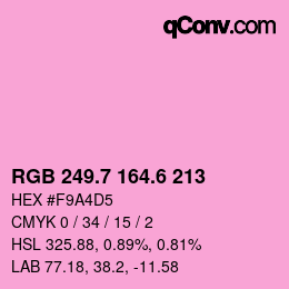 カラーコード: RGB 249.7 164.6 213 | qconv.com
