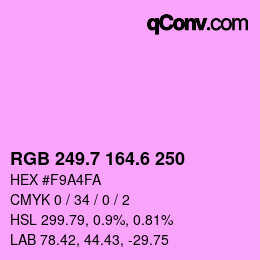 カラーコード: RGB 249.7 164.6 250 | qconv.com