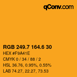 カラーコード: RGB 249.7 164.6 30 | qconv.com