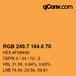 カラーコード: RGB 249.7 164.6 70 | qconv.com
