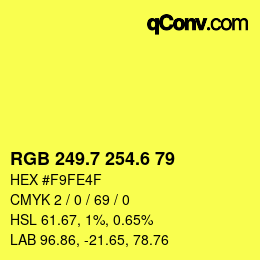カラーコード: RGB 249.7 254.6 79 | qconv.com