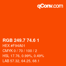 カラーコード: RGB 249.7 74.6 1 | qconv.com