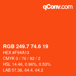 カラーコード: RGB 249.7 74.6 19 | qconv.com