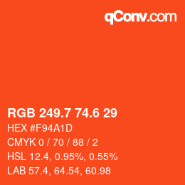 カラーコード: RGB 249.7 74.6 29 | qconv.com