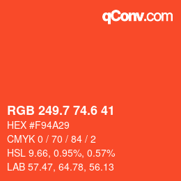 カラーコード: RGB 249.7 74.6 41 | qconv.com