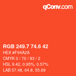 カラーコード: RGB 249.7 74.6 42 | qconv.com