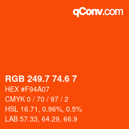 カラーコード: RGB 249.7 74.6 7 | qconv.com