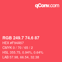 カラーコード: RGB 249.7 74.6 87 | qconv.com
