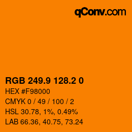 カラーコード: RGB 249.9 128.2 0 | qconv.com