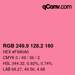 カラーコード: RGB 249.9 128.2 160 | qconv.com
