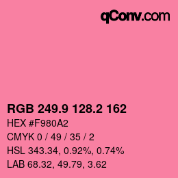 カラーコード: RGB 249.9 128.2 162 | qconv.com