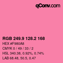 カラーコード: RGB 249.9 128.2 168 | qconv.com