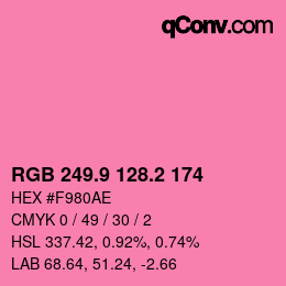 カラーコード: RGB 249.9 128.2 174 | qconv.com