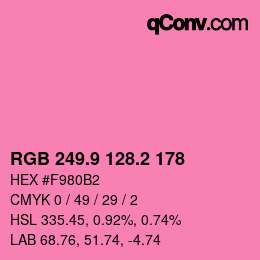 カラーコード: RGB 249.9 128.2 178 | qconv.com