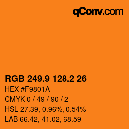 カラーコード: RGB 249.9 128.2 26 | qconv.com