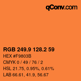カラーコード: RGB 249.9 128.2 59 | qconv.com