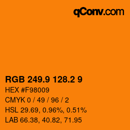 Color code: RGB 249.9 128.2 9 | qconv.com