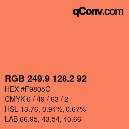 カラーコード: RGB 249.9 128.2 92 | qconv.com