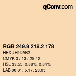 カラーコード: RGB 249.9 218.2 178 | qconv.com