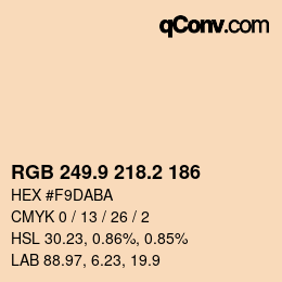 カラーコード: RGB 249.9 218.2 186 | qconv.com