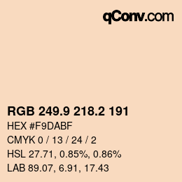 カラーコード: RGB 249.9 218.2 191 | qconv.com