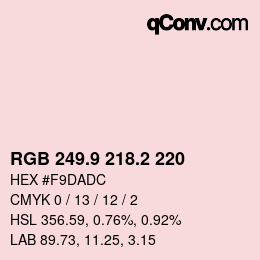 Color code: RGB 249.9 218.2 220 | qconv.com