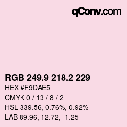 Farbcode: RGB 249.9 218.2 229 | qconv.com
