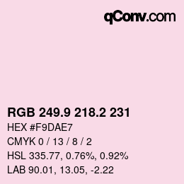 Color code: RGB 249.9 218.2 231 | qconv.com