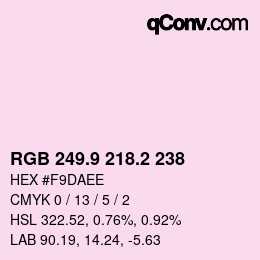Color code: RGB 249.9 218.2 238 | qconv.com