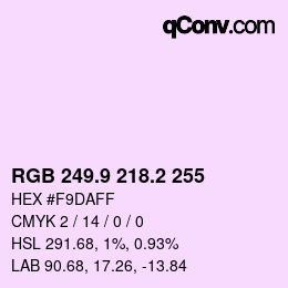 Farbcode: RGB 249.9 218.2 255 | qconv.com
