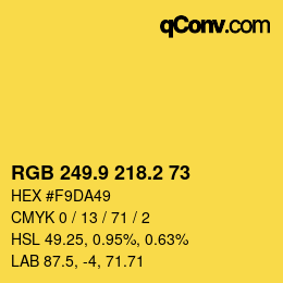 カラーコード: RGB 249.9 218.2 73 | qconv.com