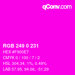 カラーコード: RGB 249 0 231 | qconv.com
