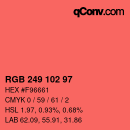 Color code: RGB 249 102 97 | qconv.com
