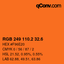 カラーコード: RGB 249 110.2 32.6 | qconv.com