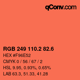 カラーコード: RGB 249 110.2 82.6 | qconv.com
