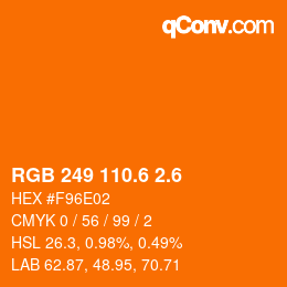カラーコード: RGB 249 110.6 2.6 | qconv.com