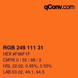 颜色代码: RGB 249 111 31 | qconv.com
