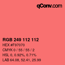 カラーコード: RGB 249 112 112 | qconv.com