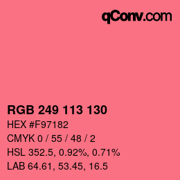 Farbcode: RGB 249 113 130 | qconv.com