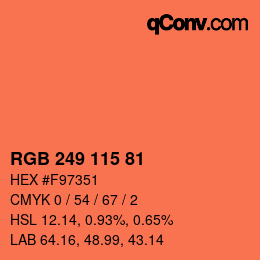 Color code: RGB 249 115 81 | qconv.com