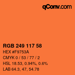 Código de color: RGB 249 117 58 | qconv.com