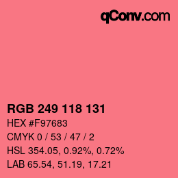 カラーコード: RGB 249 118 131 | qconv.com