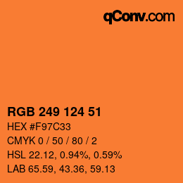 颜色代码: RGB 249 124 51 | qconv.com